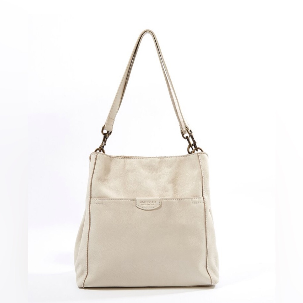 ALC Handbags Stone Austine Triple Entry Bucket Bag Genuine Leather Boho Classic
